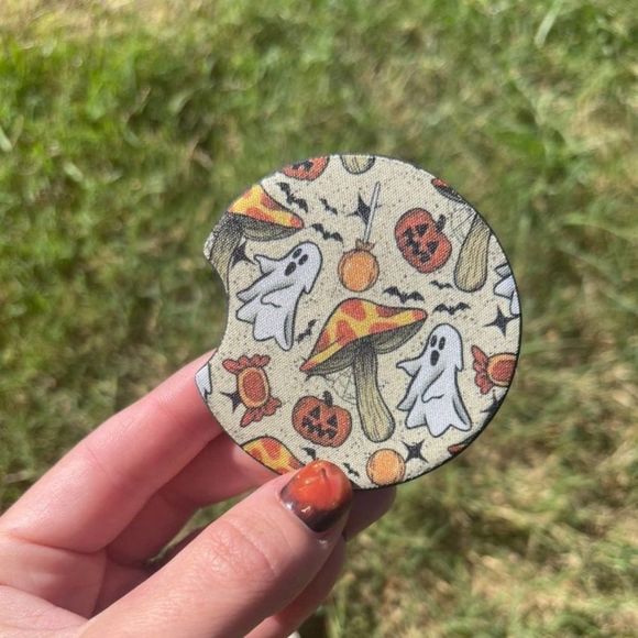 Ghost & Mushroom Halloween Car Coaster Set | Halloween Car Accessories - Picture 3 of 10